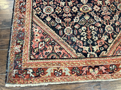 Persian Mahal Rug Antique Hand Knotted Wool Geometric Medallion 4x7