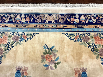 Chinese Wool Rug 8x11 Handmade Peking Art Deco