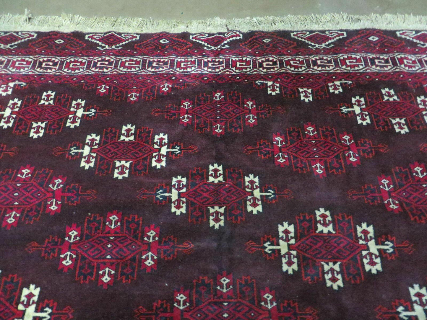 Yamud Turkoman Wool Rug Antique 7x10 Hand Knotted Full Pile