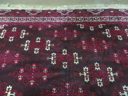 Yamud Turkoman Wool Rug Antique 7x10 Hand Knotted Full Pile