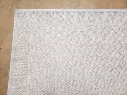 Karastan Chaumiere Rug 3x5 Creme Textured Squares II Pattern Wool Blend