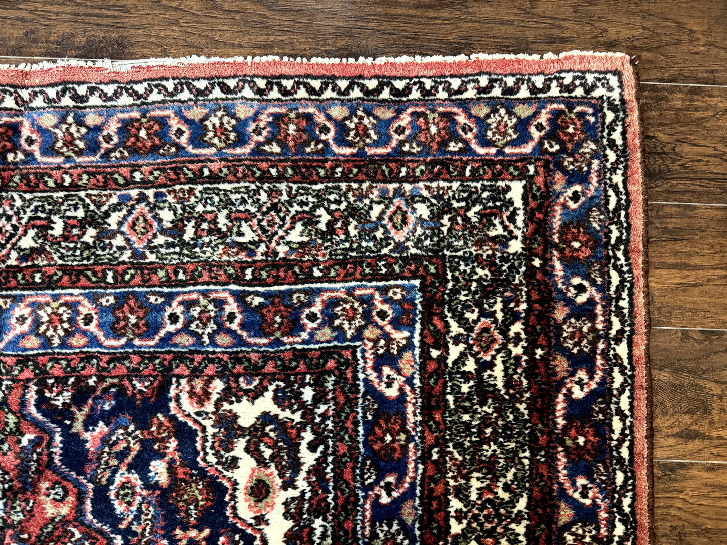 Persian Tribal Rug 6x11, Red Blue Ivory, Antique Persian Carpet, Hamadan Dargazin Carpet