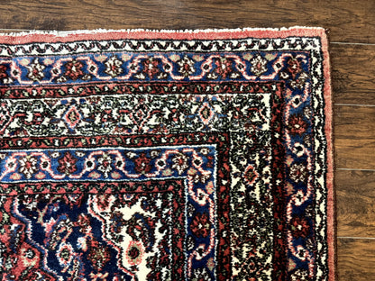 Persian Tribal Rug 6x11, Red Blue Ivory, Antique Persian Carpet, Hamadan Dargazin Carpet