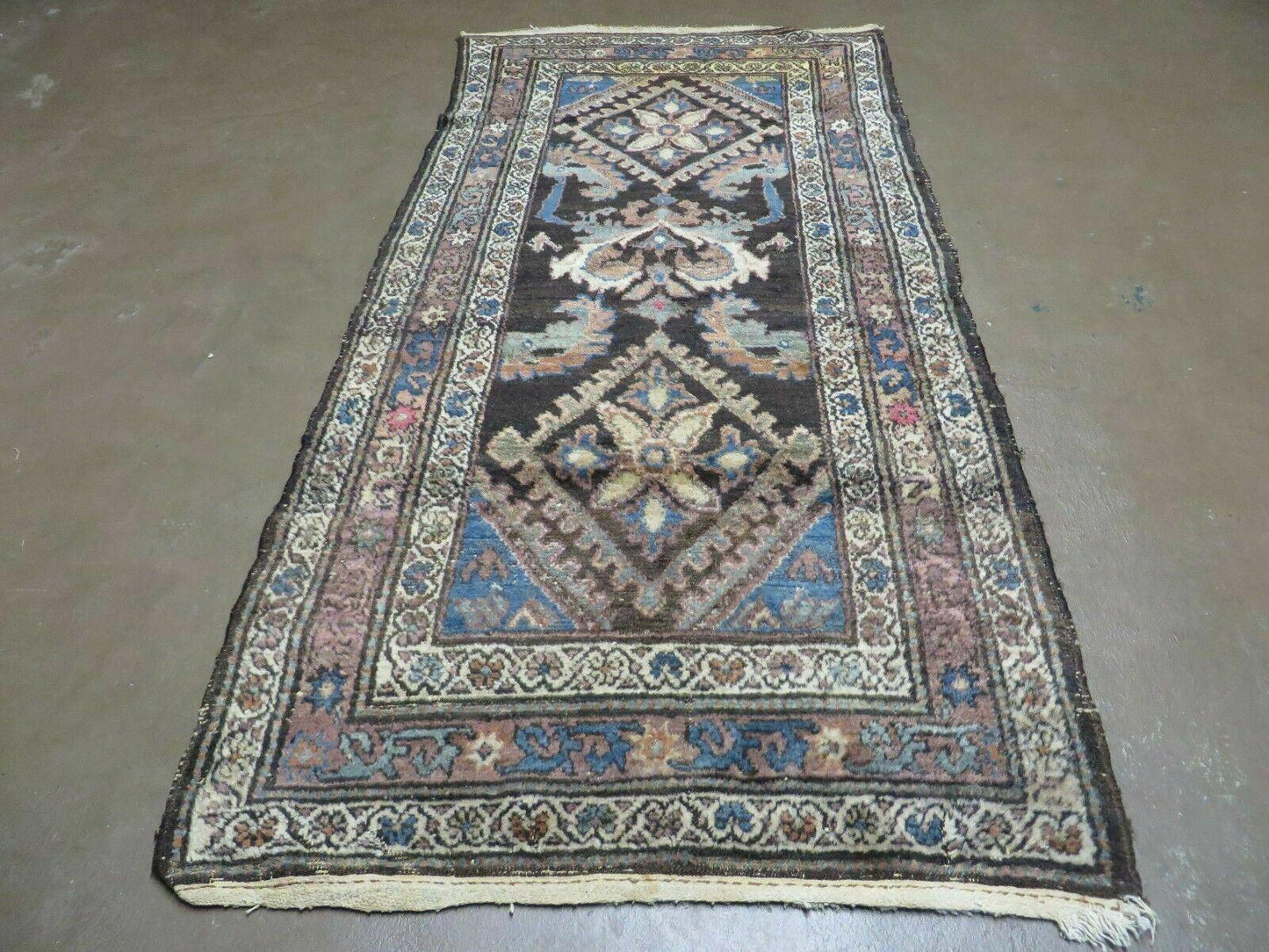 Antique Handmade Wool Rug From India With Floral Oriental Design