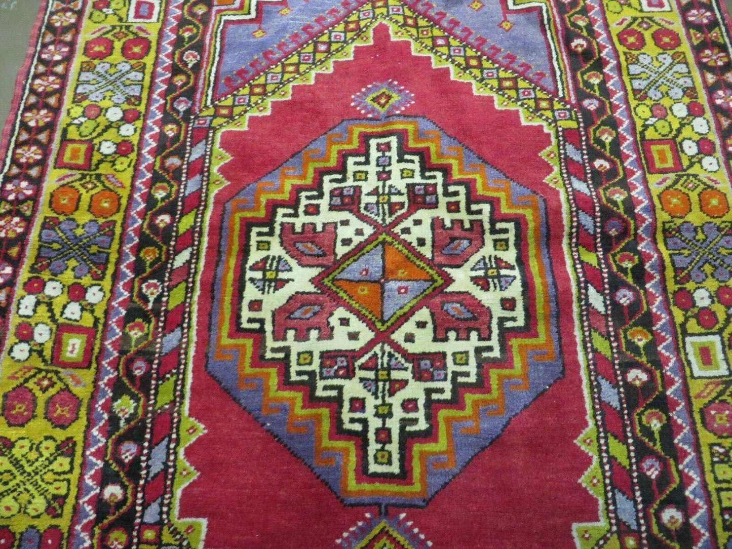 Antique Turkish Oushak Wool Rug Hand Made Open Field Medallion 3 Ft 9 In By 6 Ft 8 In
