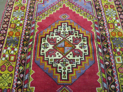 Antique Turkish Oushak Wool Rug Hand Made Open Field Medallion 3 Ft 9 In By 6 Ft 8 In