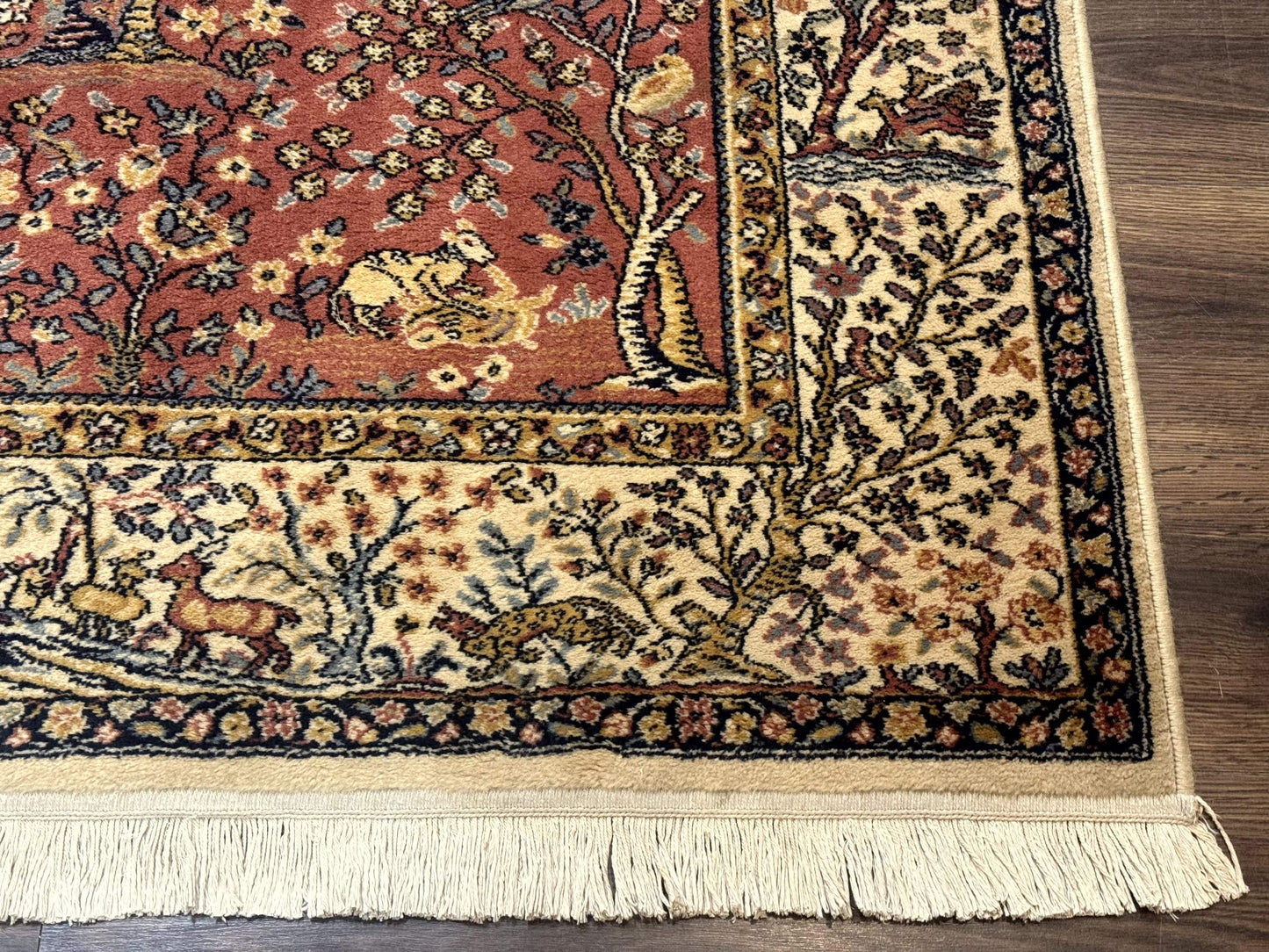 Persian Wool Rug 4x6, Tree of Life Animal Pictorials, Vintage, Power Loomed Ardakan Rug