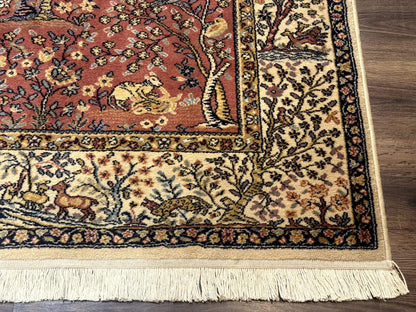 Persian Wool Rug 4x6, Tree of Life Animal Pictorials, Vintage, Power Loomed Ardakan Rug