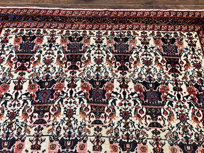 Persian Afshar Rug 6x8 Hand Knotted Wool Vintage Carpet With Floral Allover Motifs