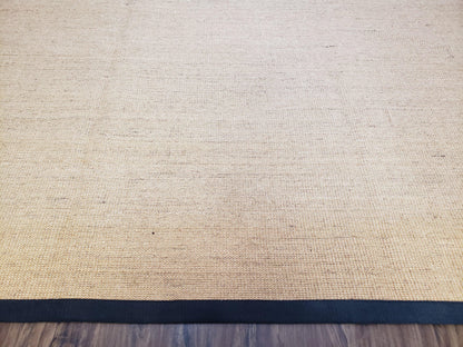 Jute Rug 8x10 Natural Fiber Area Rug With Black Border Farmhouse Style