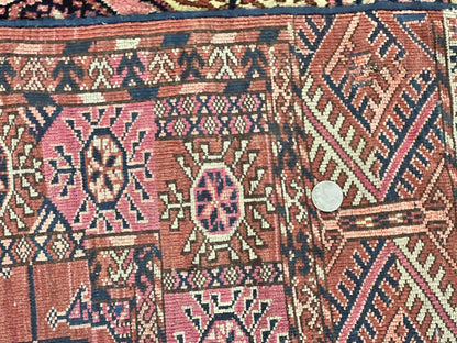 Persian Turkoman Rug 4x6 Hand Knotted Wool Bokhara Carpet