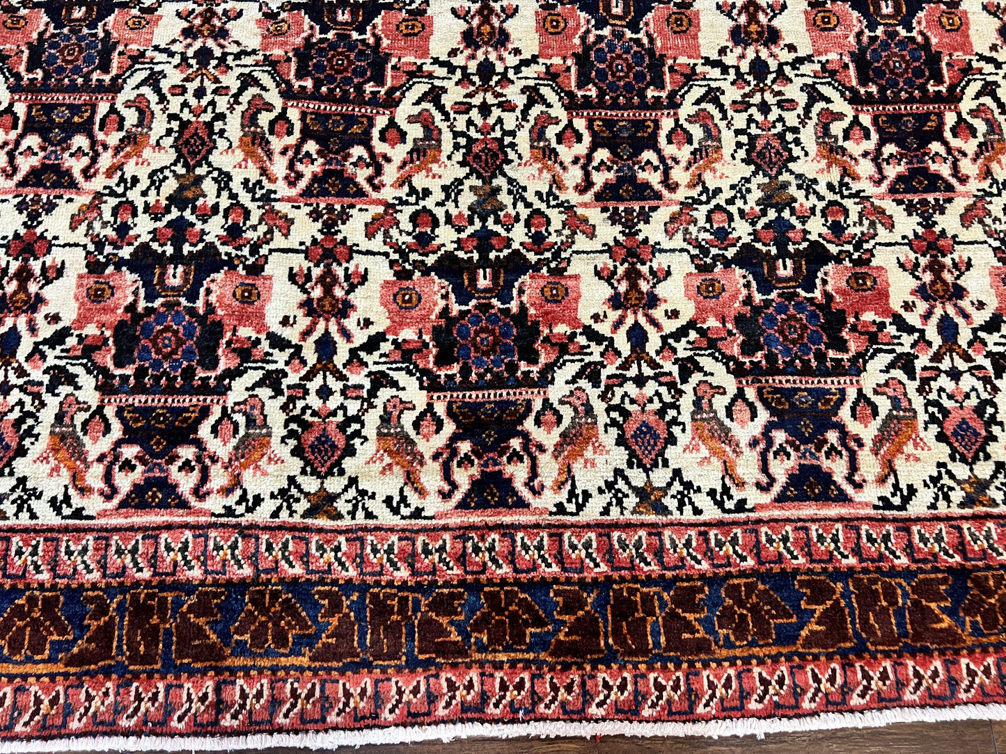 Persian Afshar Rug 6x8 Hand Knotted Wool Vintage Carpet With Floral Allover Motifs
