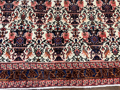 Persian Afshar Rug 6x8 Hand Knotted Wool Vintage Carpet With Floral Allover Motifs