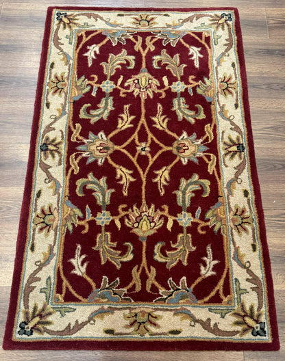 Floral Wool Rug 3x5 In Dark Red Safavieh Heritage Collection Pair B