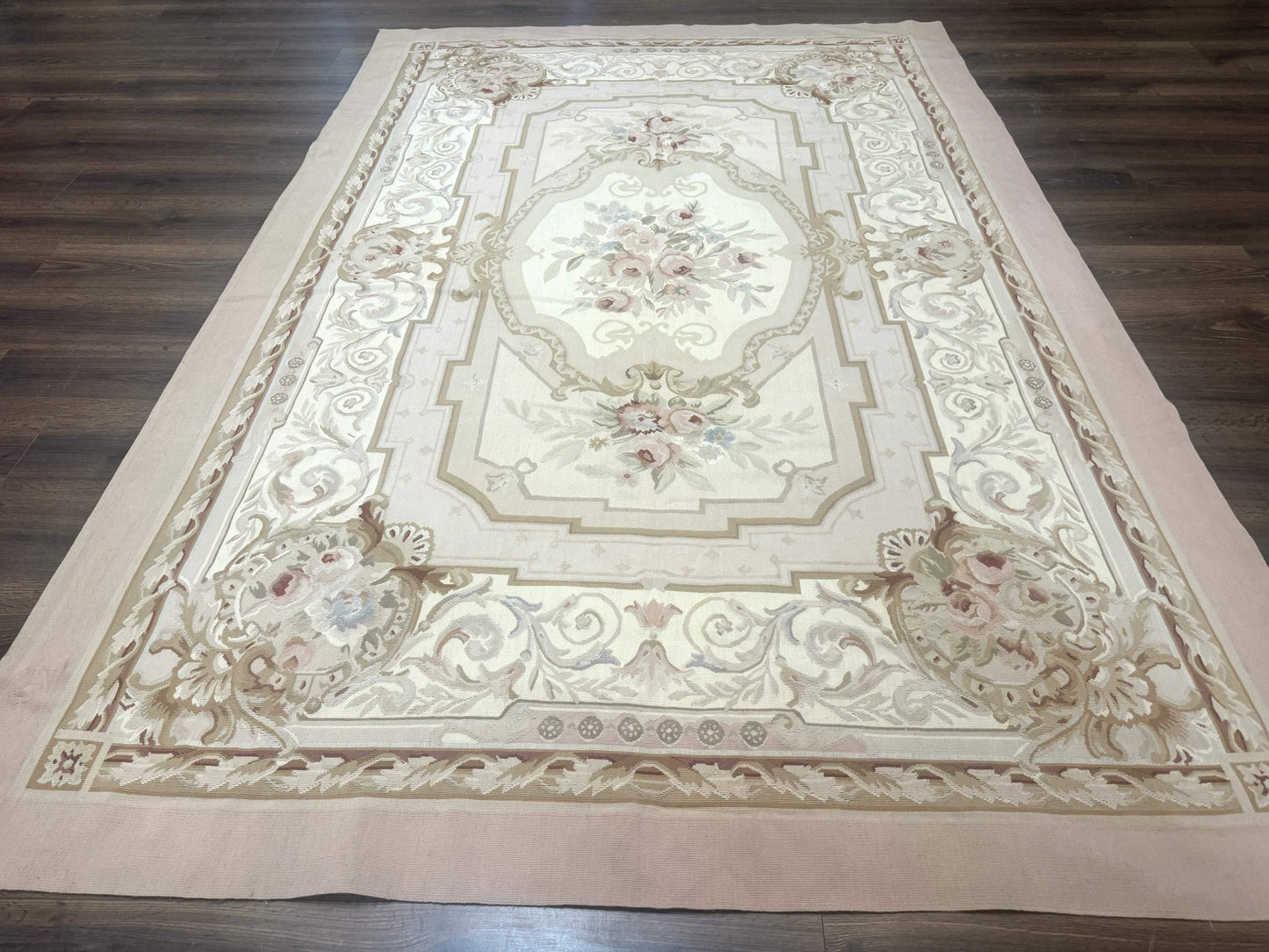 Aubusson Rug 6x9 Vintage Handmade Wool Handknotted European Design