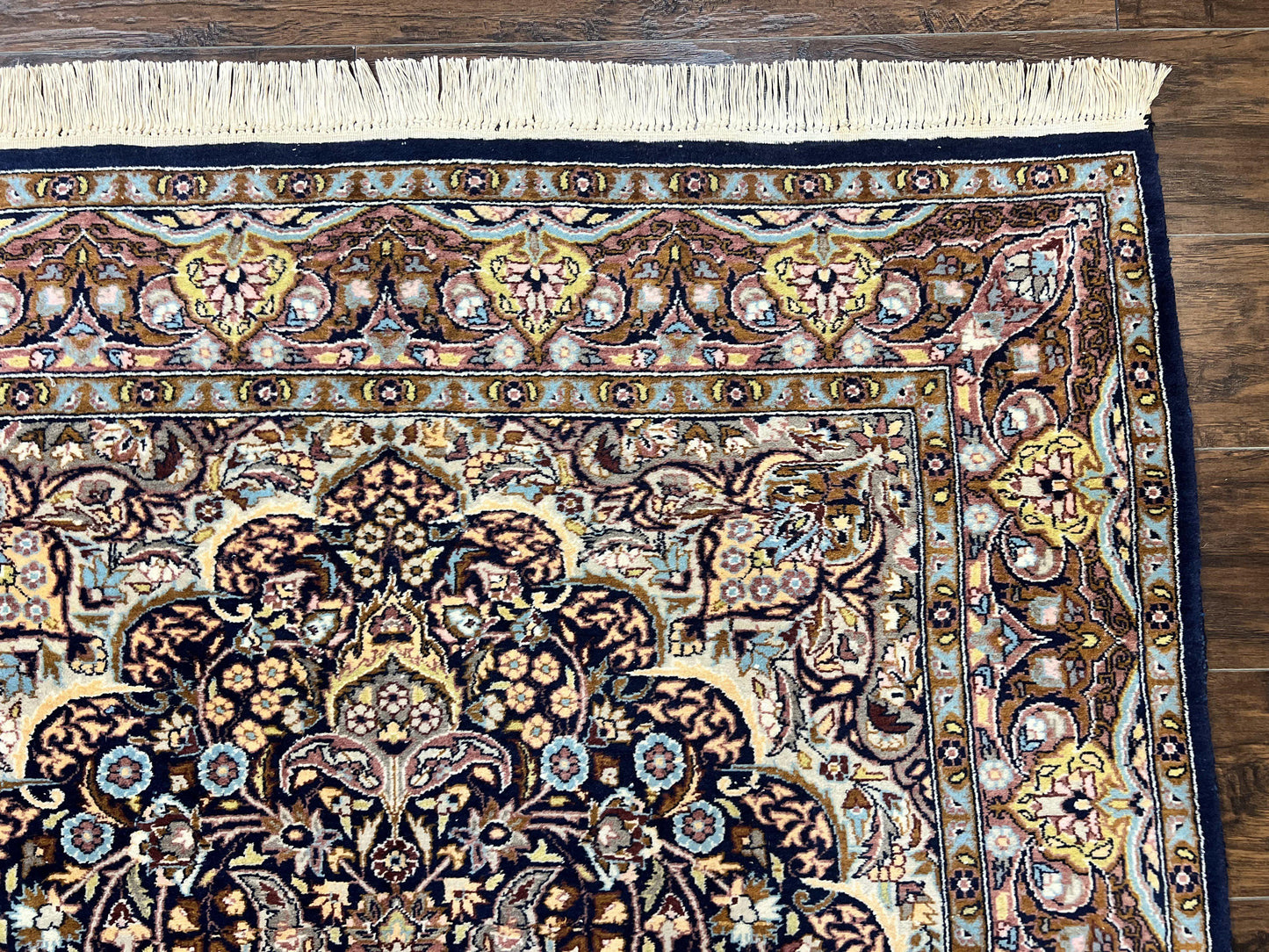 Pak Persian Rug 5x7 Navy Blue Hand Knotted Wool Floral Medallion Oriental Carpet