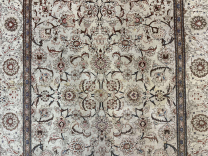 Persian Kashan Rug 5x7, Beige, Fine 250 KPSI