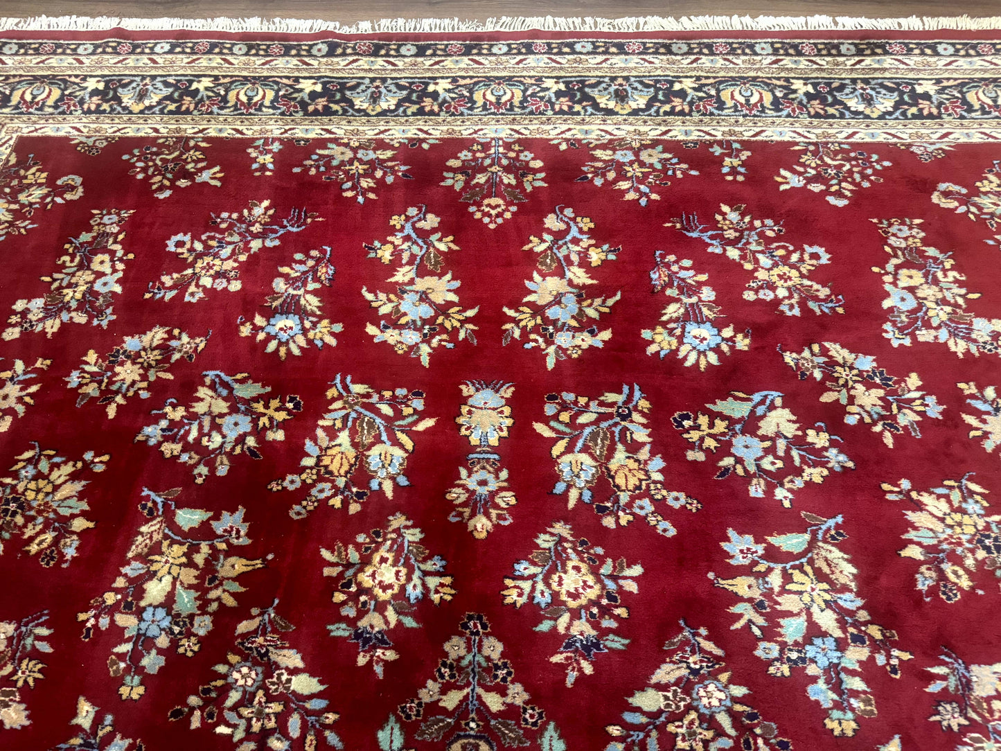 Indo Persian Sarouk Rug 10x14 Handmade Wool Carpet With Traditional Floral Design