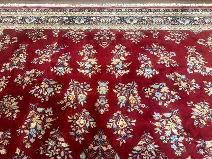 Indo Persian Sarouk Rug 10x14 Handmade Wool Carpet With Traditional Floral Design