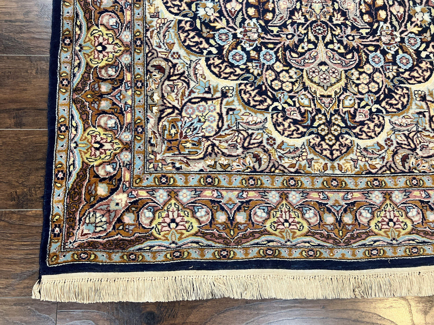 Pak Persian Rug 5x7 Navy Blue Hand Knotted Wool Floral Medallion Oriental Carpet