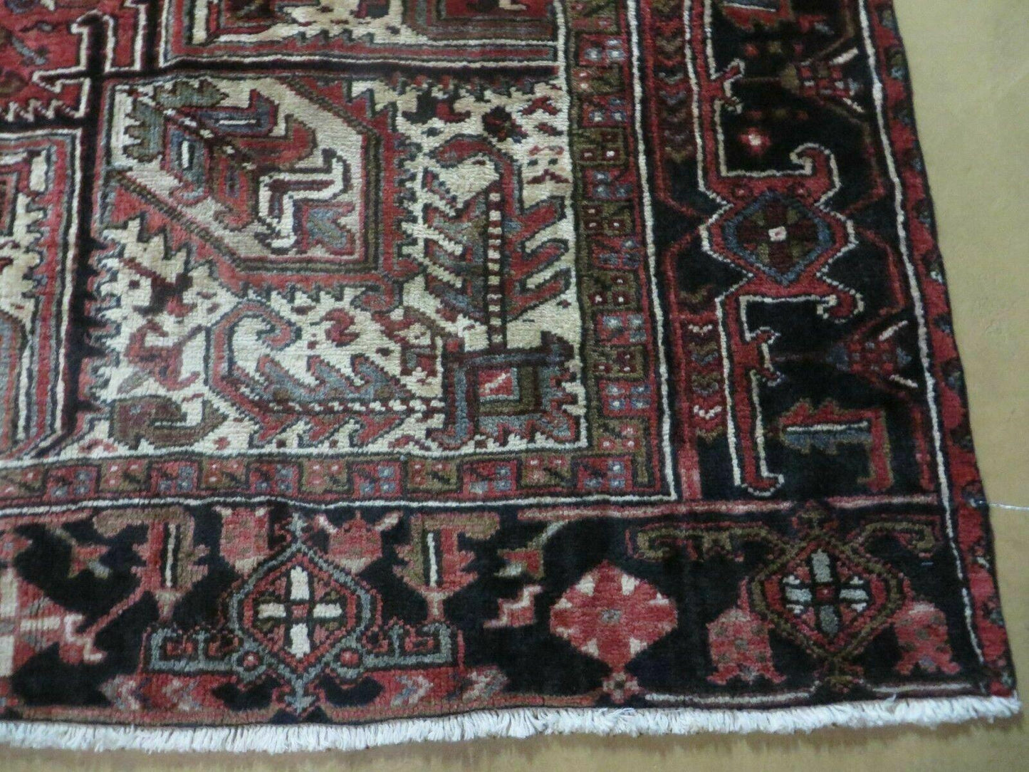 Persian Heriz Rug 8x12 Hand Knotted Wool Geometric Medallion Room Size Carpet