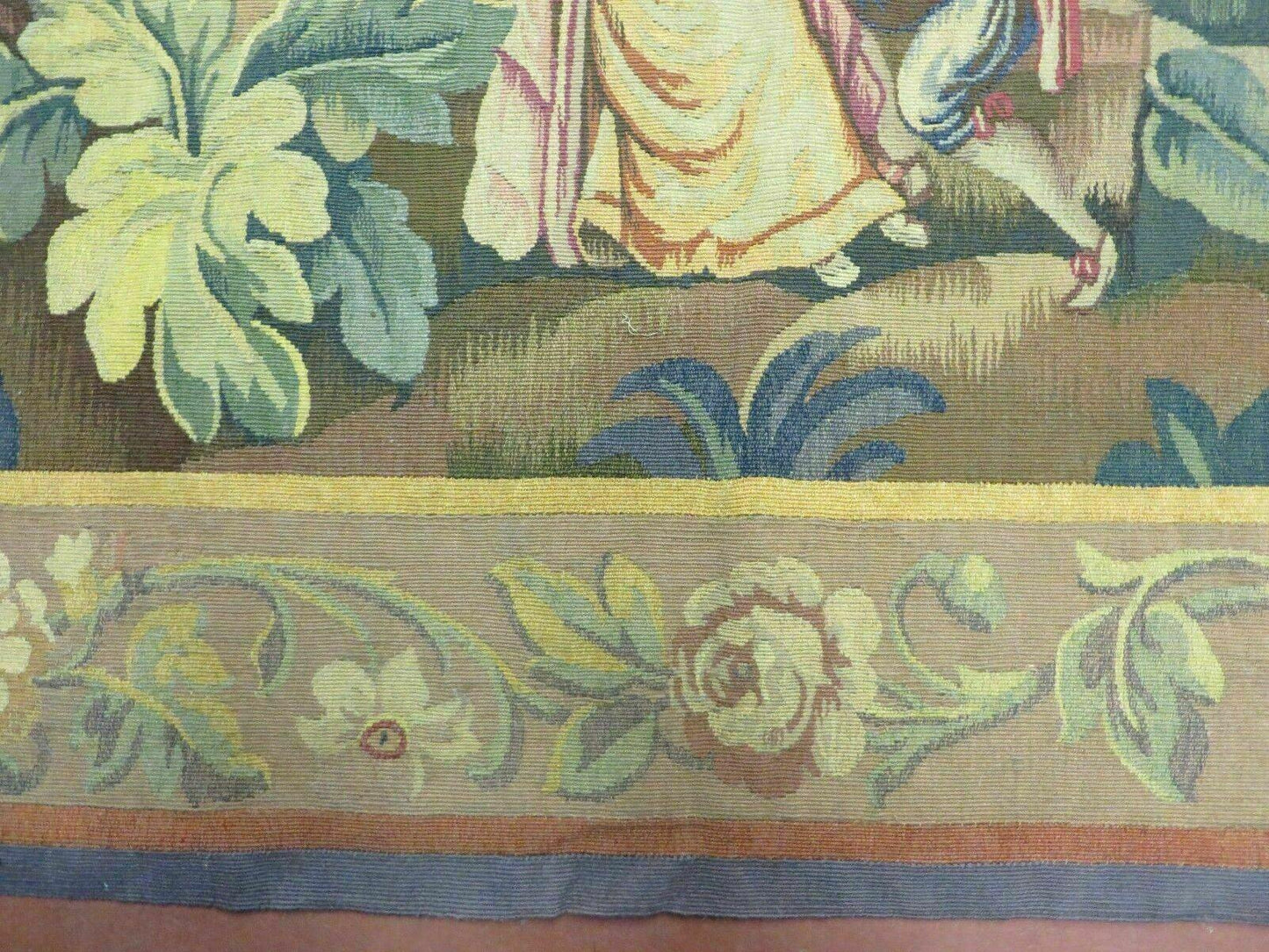 Antique French Tapestry Aubusson Style Nature Handmade One Of A Kind Rare