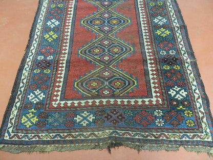 Antique 1920s Caucasian Karabagh Rug Ganjeh Talesh Wool Hand Woven 3 By 6 Feet