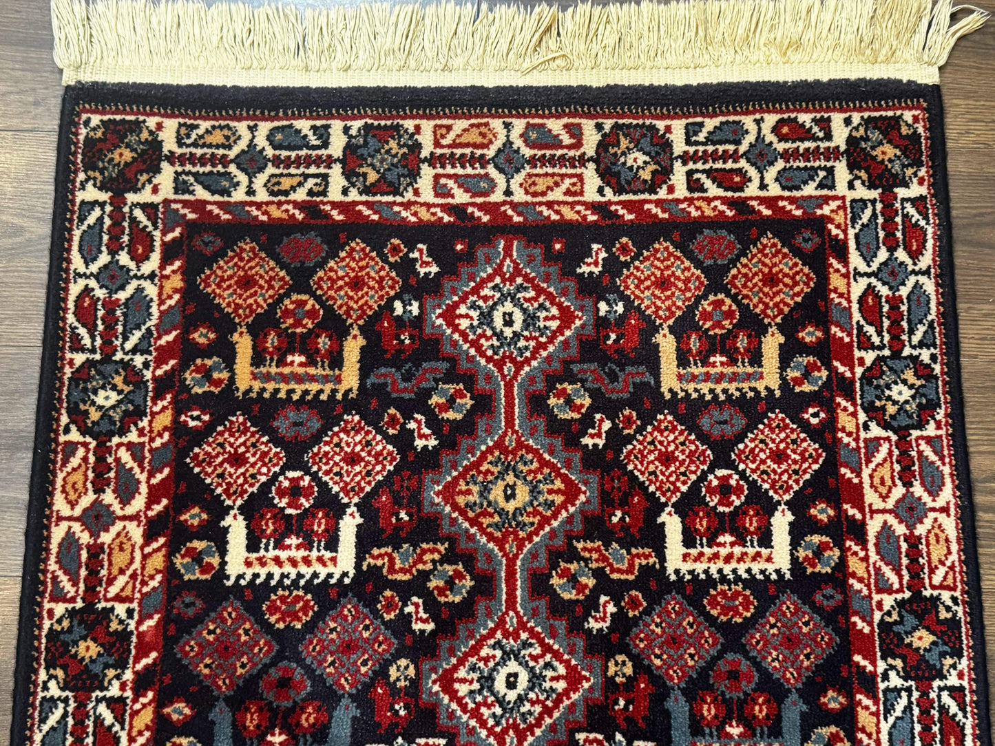 Karastan Yuruk Wool Rug 3x4 Tribal Geometric Navy Blue Area Rug