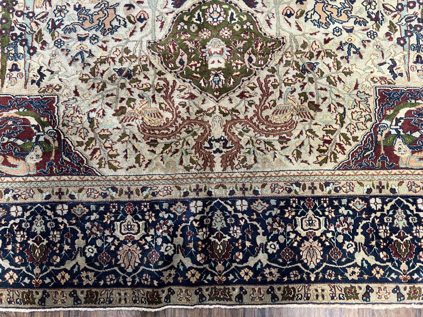 Antique Indian Agra Rug Rare Early 20th Century Hand Knotted Wool Collectible Oriental Carpet