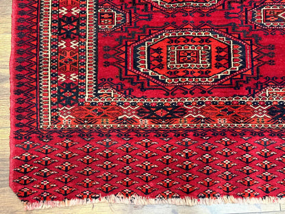 Antique Turkoman Salor Rug, Turkoman Textile, Fine 400 KPSI, Red, Persian Tribal Rug