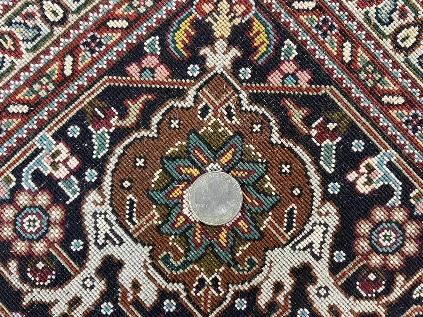 Wonderful Persian Tabriz Rug 7x10 ft, Very Fine 50 Raj 350 KPSI Oriental Carpet, Herati Mahi Pattern, Authentic Hand Knotted Handmade Wool Vintage