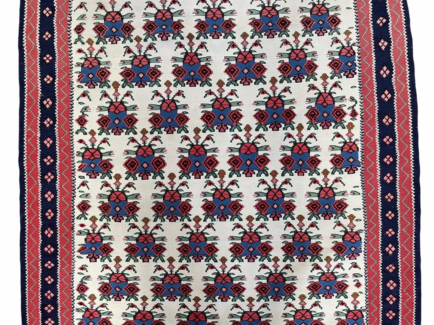 Vintage Kurdish Kilim Rug 3x5 Handwoven Heirloom Flatweave Collectible Beige