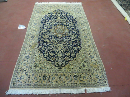 Hand Knotted Wool Silk Rug Floral Oriental 4x6