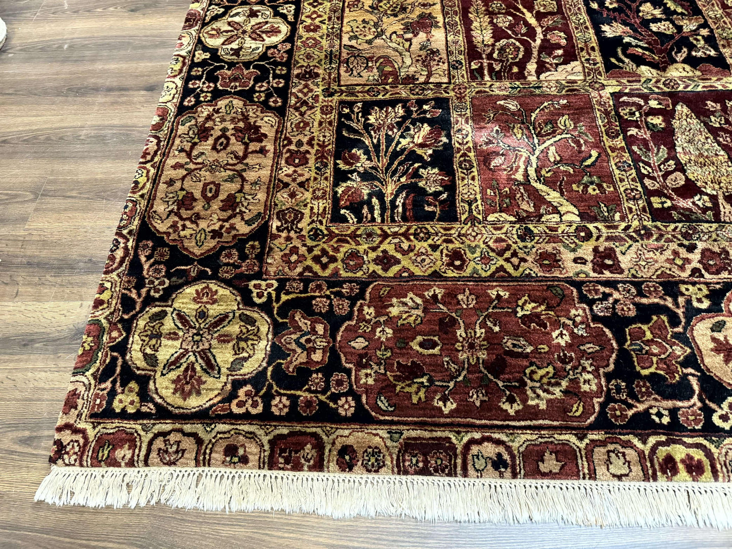 Indo Persian Rug 9x12, Bakhtiari Panel Design, Multicolor, Soft Wool Pile