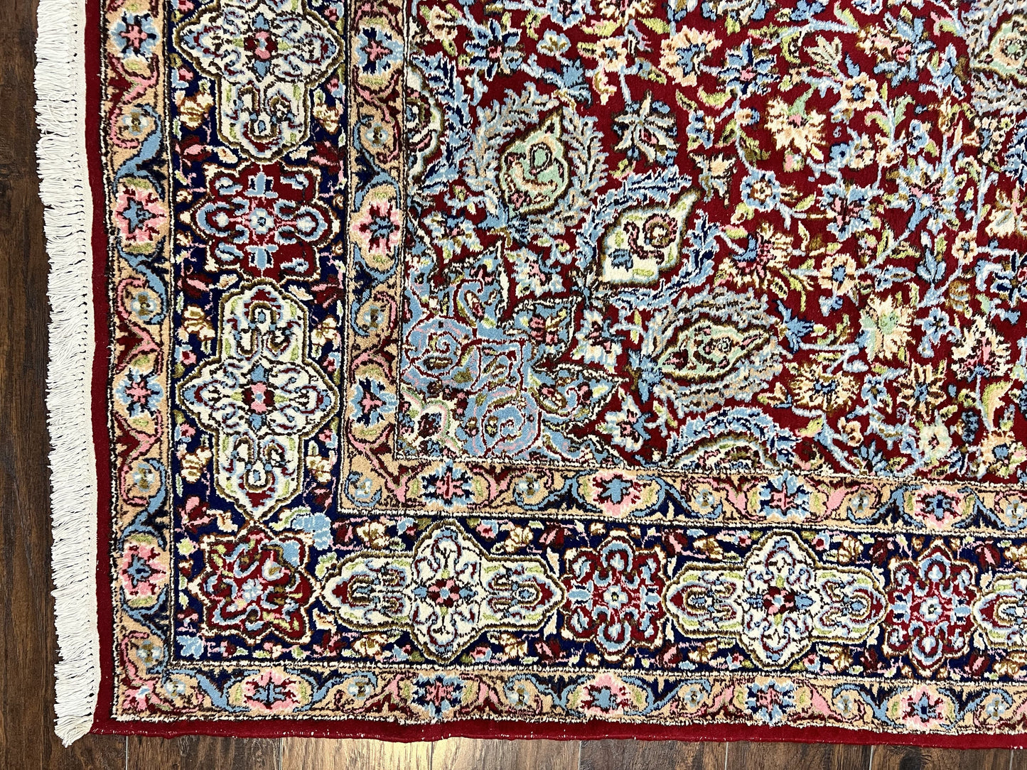 Persian Rug 7x10 Hand Knotted Wool Floral Medallion Kirman Semi Antique Vintage