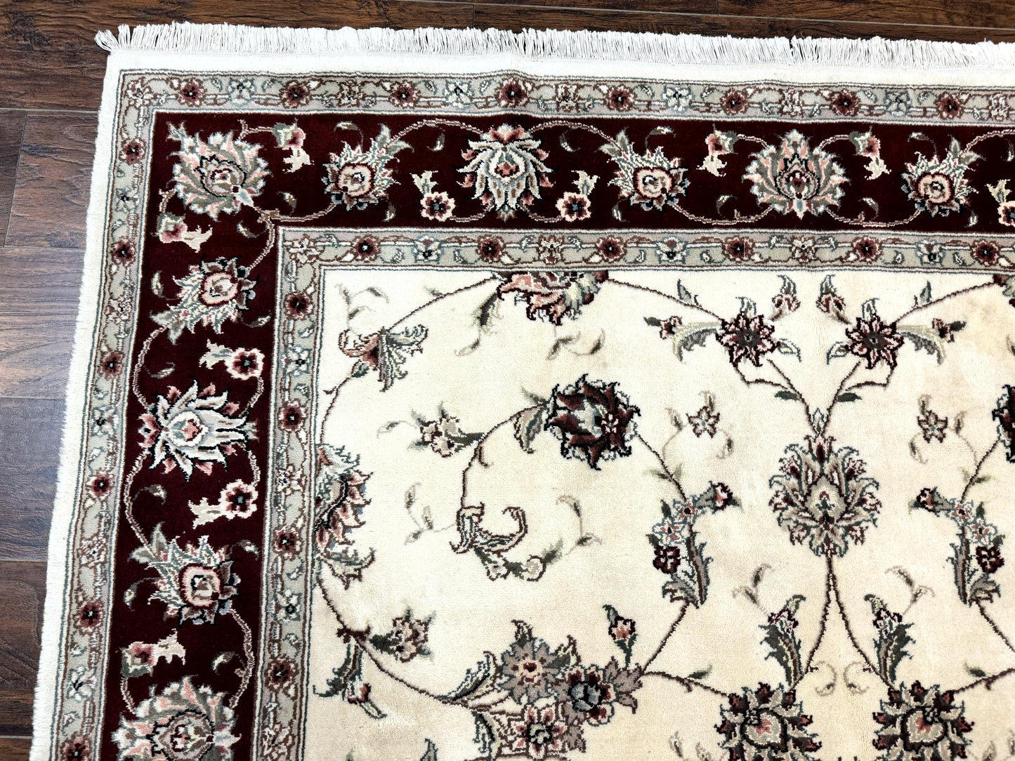 Ivory and Burgundy Pak Persian Rug 6x9