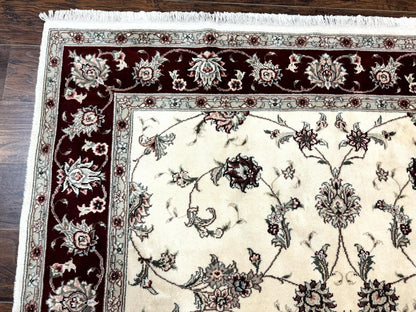Ivory and Burgundy Pak Persian Rug 6x9