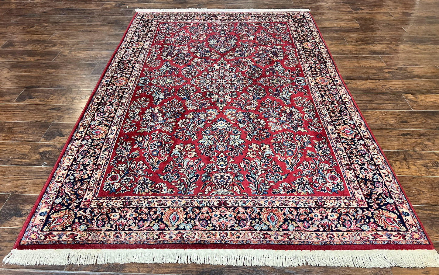 Karastan Rug 5.9 x 9 Red Sarouk #785, Wool Karastan Carpet, Original 700 Series, Vintage Karastan Oriental Rug Discontinued