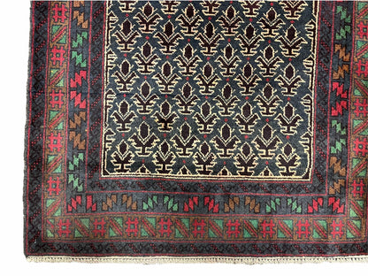 New Vintage Handmade Wool Balouch Turkoman Prayer Rug 3x5 Veggie Dyes