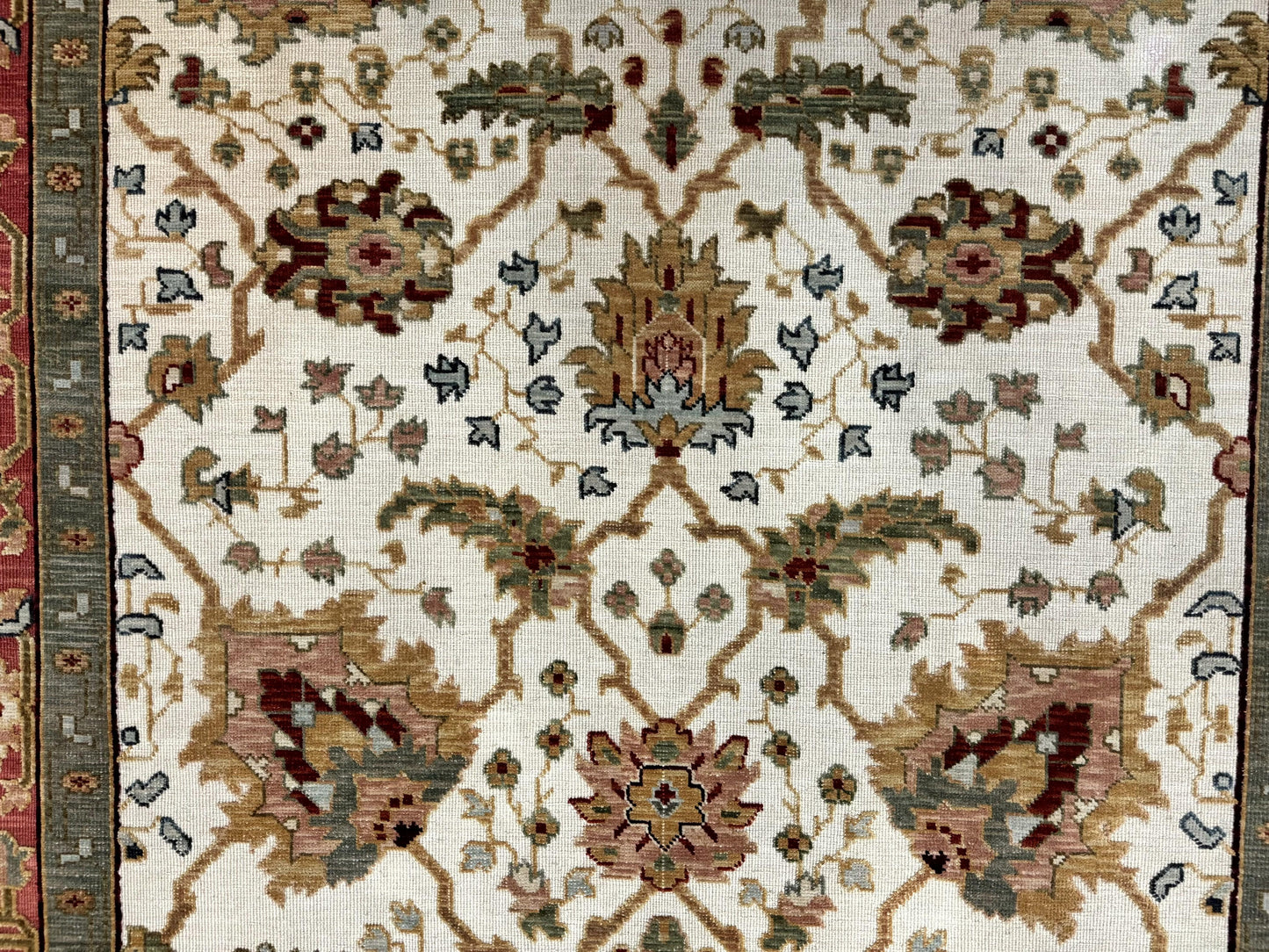 Flatweave Soumak Rug 6x9 Wool Handmade Floral Ivory Nourison