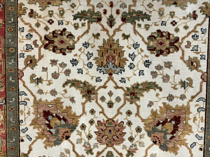 Flatweave Soumak Rug 6x9 Wool Handmade Floral Ivory Nourison