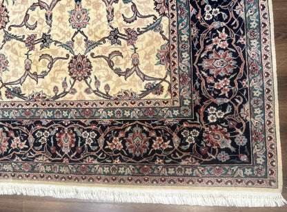 Sino Persian Rug 8x10, Allover Pattern, Beige and Midnight Blue, Wool Oriental Carpet