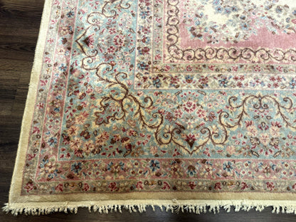 10x14 Karastan Kirman Rug #784 Pastel Ivory Kirman Medallion, Wool Antique Original 700 Series