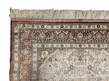 4x6 Vintage Handmade Chinese Oriental Silk Rug Hand Knotted 400 KPSI