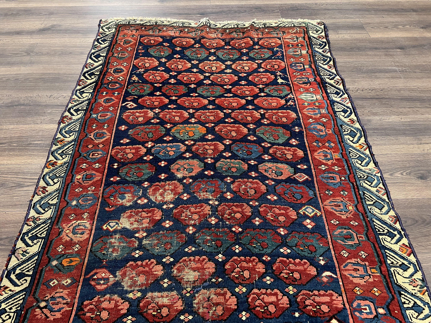 Seychour Rug 4x7 Hand Knotted Wool Antique Caucasian Carpet