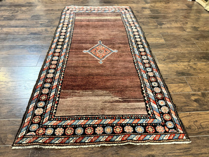 Antique Persian Rug 4x7 Handmade Sarab Tribal Wool Runner Open Field Rainbow Border