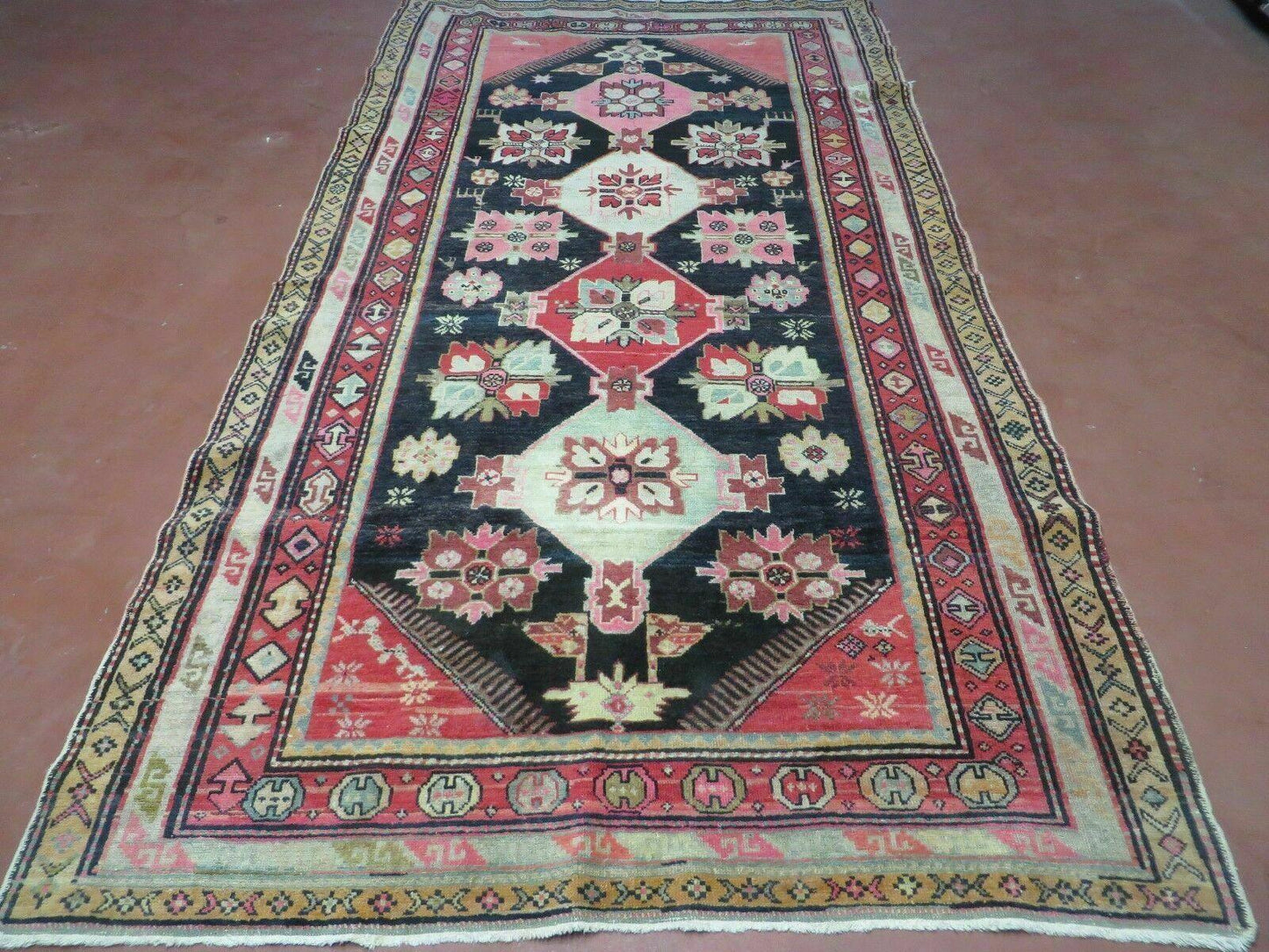 Antique Karabagh Caucasian Rug Handmade Wool 56x105 With Organic Dyes