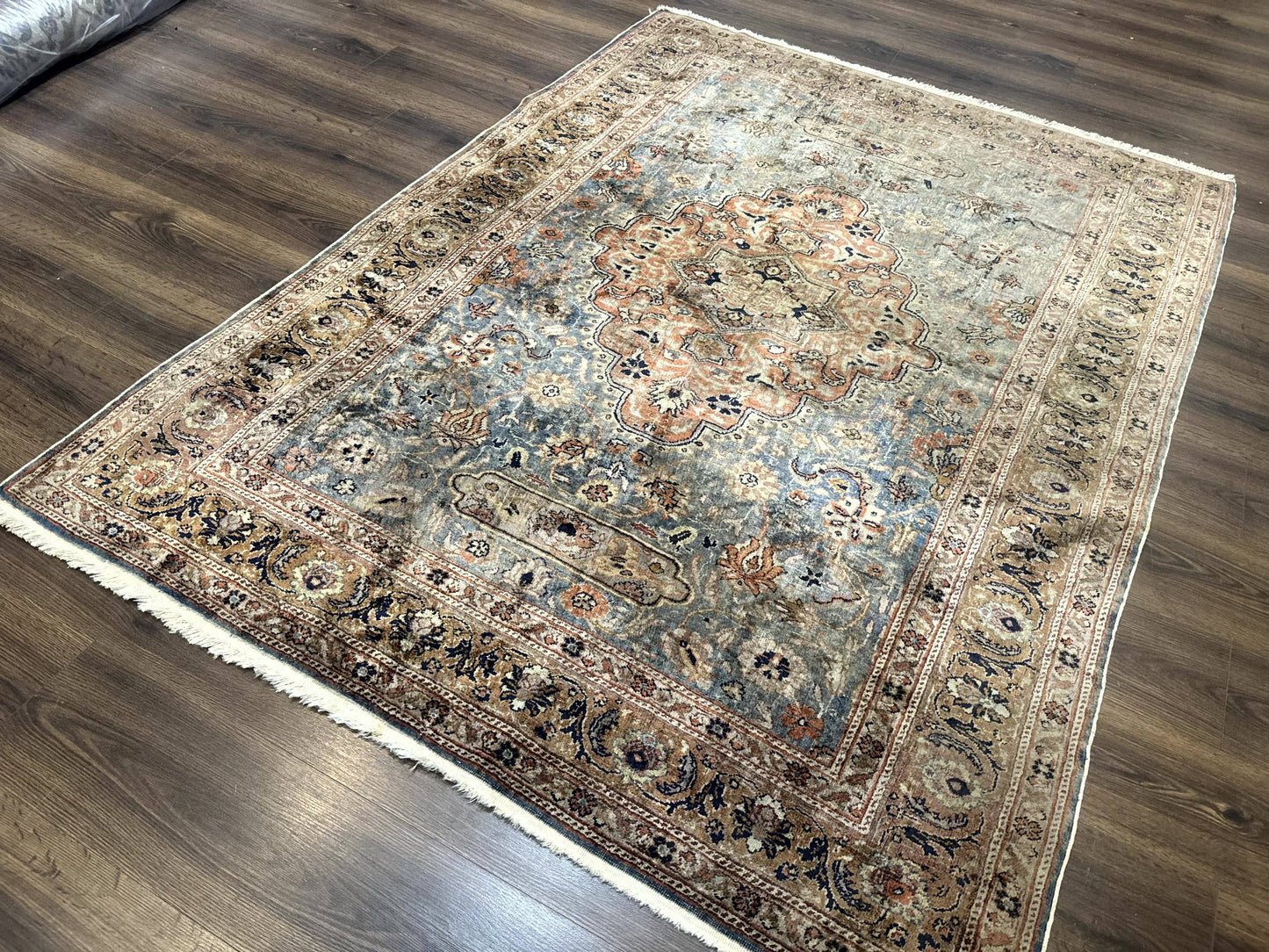 Silk Turkish Kayseri Rug 5x7, Light Blue