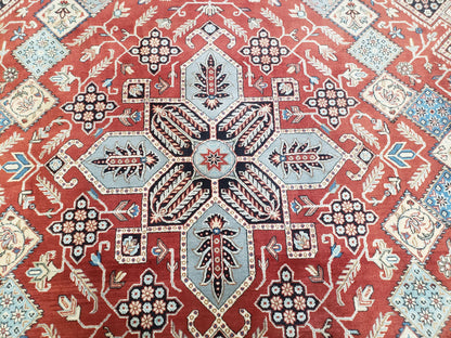 Turkish Handmade Wool Rug 8x11 Geometric Decorative Area Rug