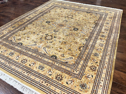 Persian Rug Hand Knotted Wool 8x10 Vintage Safavieh Gold Tan